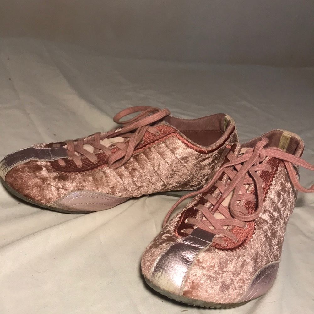 DKNY pink velvet sneakers EUC